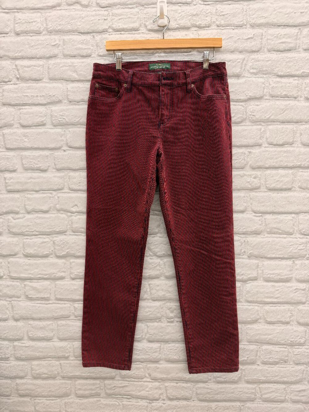 Ralph Lauren Jeans Co. Red and Navy Striped Pants, Size 10